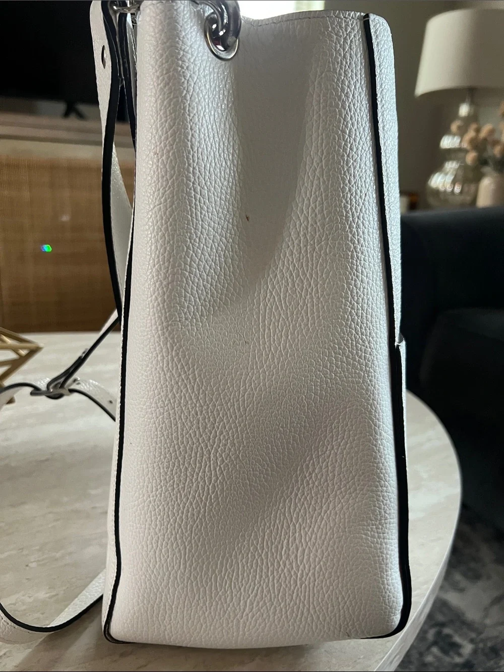 White Leather Shoulder Bag - Sleek Everyday Carry